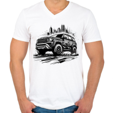 PRINTFASHION Autó - Férfi V-nyakú póló - Fehér férfi póló