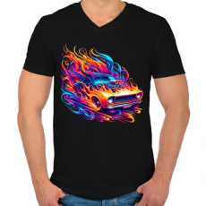 PRINTFASHION Autó - Férfi V-nyakú póló - Fekete