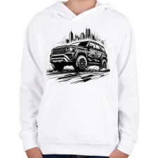 PRINTFASHION Autó - Gyerek kapucnis pulóver - Fehér gyerek pulóver, kardigán