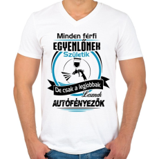 PRINTFASHION Autófényező születésnap - Férfi V-nyakú póló - Fehér