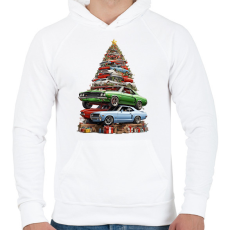 PRINTFASHION Autós karácsonyfa - Férfi kapucnis pulóver - Fehér