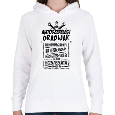 PRINTFASHION Autószerelés óradíjak - Női kapucnis pulóver - Fehér női pulóver, kardigán