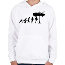 PRINTFASHION Autószerelő evolúció - Gyerek kapucnis pulóver - Fehér gyerek pulóver, kardigán