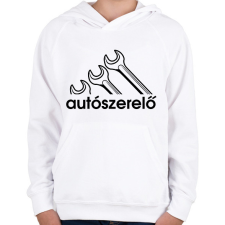 PRINTFASHION Autószerelő márka - Gyerek kapucnis pulóver - Fehér gyerek pulóver, kardigán