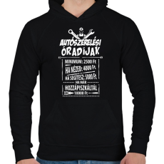 PRINTFASHION Autószerelő óradíjak - Férfi kapucnis pulóver - Fekete