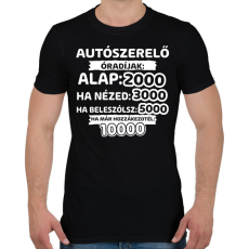 PRINTFASHION Autószerelő óradíjak - Férfi póló - Fekete
