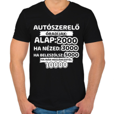 PRINTFASHION Autószerelő óradíjak - Férfi V-nyakú póló - Fekete férfi póló