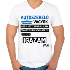 PRINTFASHION AUTÓSZERELŐ VAGYOK...2 - Férfi V-nyakú póló - Fehér