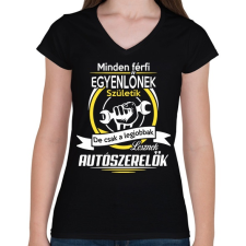 PRINTFASHION Autószerelők - Női V-nyakú póló - Fekete női póló