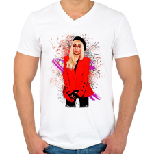 PRINTFASHION ava max 3 - Férfi V-nyakú póló - Fehér férfi póló