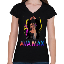 PRINTFASHION AVA MAX 4 - Női V-nyakú póló - Fekete női póló