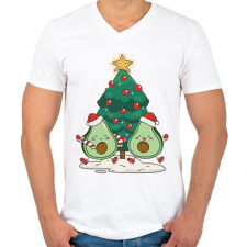 PRINTFASHION Avokádó karácsony - Férfi V-nyakú póló - Fehér férfi póló