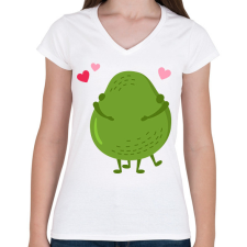 PRINTFASHION Avokádó love - Női V-nyakú póló - Fehér női póló