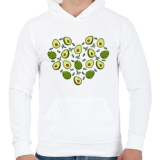 PRINTFASHION Avokádó szív - Férfi kapucnis pulóver - Fehér