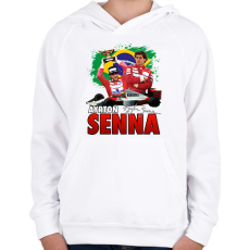 PRINTFASHION Ayrton Senna - Gyerek kapucnis pulóver - Fehér