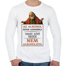 PRINTFASHION Az alkohol Isten ajándéka - fekete - Férfi hosszú ujjú póló - Fehér férfi póló