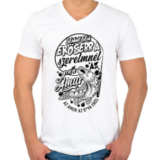 PRINTFASHION Az amur a legerősebb fehérre - Férfi V-nyakú póló - Fehér