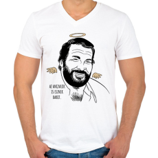 PRINTFASHION Az angyalok is esznek babot - Férfi V-nyakú póló - Fehér