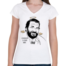 PRINTFASHION Az angyalok is esznek babot - Női V-nyakú póló - Fehér női póló