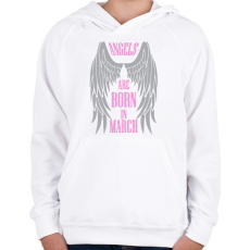 PRINTFASHION Az angyalok márciusban születnek - Gyerek kapucnis pulóver - Fehér