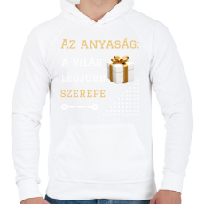 PRINTFASHION Az anyaság a világ legjobb szerepe - Férfi kapucnis pulóver - Fehér