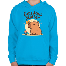 PRINTFASHION Az apró örömök is számítanak - Gyerek kapucnis pulóver - Azúrkék