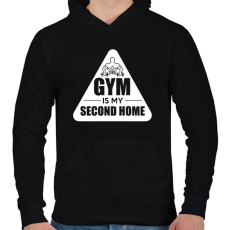 PRINTFASHION Az edzőterem a második otthonom - Férfi kapucnis pulóver - Fekete
