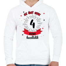 PRINTFASHION Az élet csak ezután kezdődik - Számmal - Férfi kapucnis pulóver - Fehér férfi pulóver, kardigán