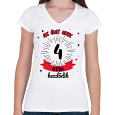 PRINTFASHION Az élet csak ezután kezdődik - Számmal - Női V-nyakú póló - Fehér