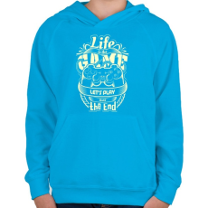 PRINTFASHION Az élet egy játék - Gyerek kapucnis pulóver - Azúrkék