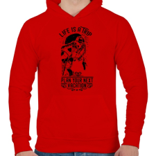 PRINTFASHION Az élet egy utazás - Férfi kapucnis pulóver - Piros férfi pulóver, kardigán