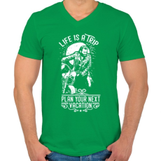 PRINTFASHION Az élet egy utazás  - Férfi V-nyakú póló - Zöld