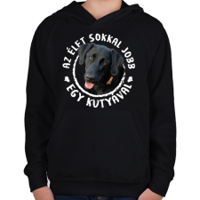 PRINTFASHION Az élet jobb - Fekete labrador - Gyerek kapucnis pulóver - Fekete gyerek pulóver, kardigán