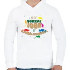 PRINTFASHION Az élet jobb - Kaméleon - Férfi kapucnis pulóver - Fehér férfi pulóver, kardigán