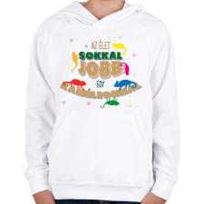 PRINTFASHION Az élet jobb - Kaméleon - Gyerek kapucnis pulóver - Fehér gyerek pulóver, kardigán