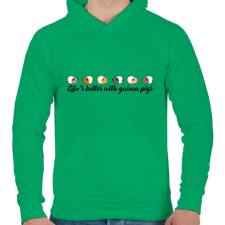 PRINTFASHION Az élet jobb tengerimalacokkal - Férfi kapucnis pulóver - Zöld férfi pulóver, kardigán