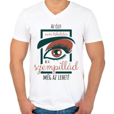 PRINTFASHION Az élet nem tökéletes - Férfi V-nyakú póló - Fehér