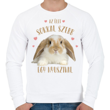 PRINTFASHION Az élet sokkal szebb egy nyuszival - Férfi pulóver - Fehér férfi pulóver, kardigán