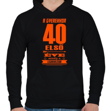 PRINTFASHION Az első 40 év! - Férfi kapucnis pulóver - Fekete férfi pulóver, kardigán