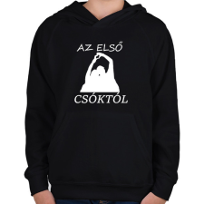 PRINTFASHION AZ ELSŐ CSÓKTÓL - Gyerek kapucnis pulóver - Fekete gyerek pulóver, kardigán
