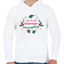 PRINTFASHION Az első Karácsonyom - Anya - Férfi kapucnis pulóver - Fehér férfi pulóver, kardigán