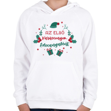 PRINTFASHION Az első Karácsonyom - Anya - Gyerek kapucnis pulóver - Fehér gyerek pulóver, kardigán