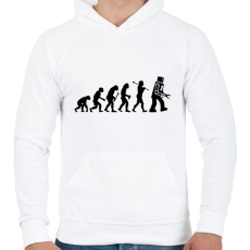 PRINTFASHION Az ember evolúciója - fekete - Férfi kapucnis pulóver - Fehér