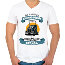 PRINTFASHION Az emberek kamionsofőrnek hívnak - Férfi V-nyakú póló - Fehér férfi póló