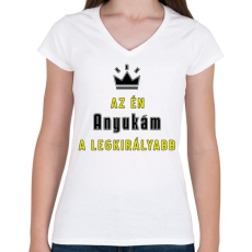 PRINTFASHION Az én anyukám - Női V-nyakú póló - Fehér