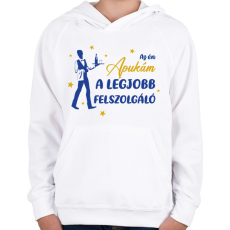 PRINTFASHION Az én apukám - Felszolgáló - Gyerek kapucnis pulóver - Fehér