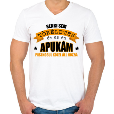 PRINTFASHION Az én apukám - Férfi V-nyakú póló - Fehér férfi póló