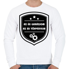 PRINTFASHION Az én garázsom, az én törvényeim - Férfi pulóver - Fehér