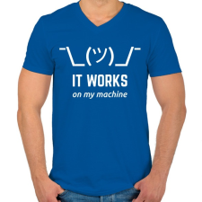 PRINTFASHION Az én gépemen működik - Férfi V-nyakú póló - Királykék férfi póló