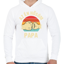 PRINTFASHION Az én hősöm papa - Férfi kapucnis pulóver - Fehér férfi pulóver, kardigán
